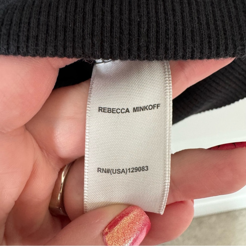Rebecca Minkoff Black Janine Sweatshirt Size XS Crew Neck Ruffle Feminine Fall - Picture 15 of 16